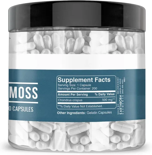 Vista 3 de Earthborn Elements Irish Sea Moss 200 cápsulas, puro y sin diluir, sin aditivos