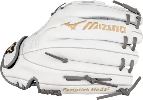 Vista 3 de Mizuno GMVP1200PF4W MVP Prime Fastpitch - Guante de sóftbol de 12 pulgadas, tela de tartán, lanzamiento a mano izquierda, blanco/gris