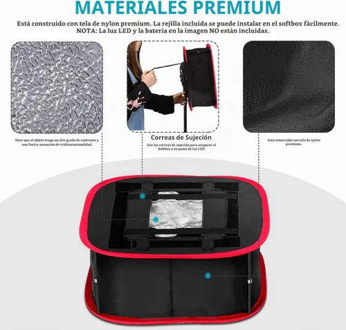 Vista 6 de Neewer Caja de luz Softbox plegable con clip de correa, rejilla y bolsa de transporte Compatible con paneles de luz LED Neewer 480/660/530, apertura