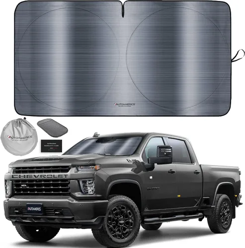 Vista 25 de Parasol de Parabrisas de Una Pieza - Parasol Cromado Líquido Plegable para Ventana Delantera de Auto para Carros SUV Camión - Protector Visor