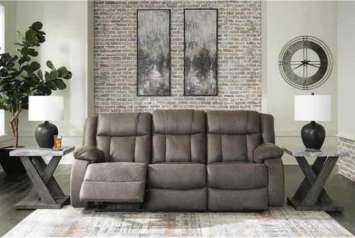 Vista 8 de Signature Design by Ashley - Sofá reclinable manual, primera base, color gris Space-saving 3-in wall distance, Easy-to-clean gunmetal faux leather