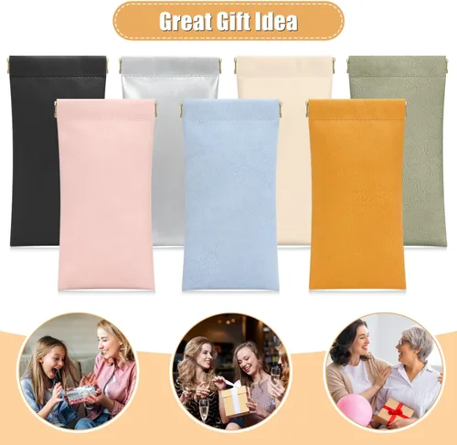 Vista 6 de Sightor Funda para lentes de sol, 2 piezas de fundas suaves para gafas para mujer, portátil, de cuero, con parte superior apretada