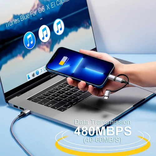 Vista 4 de Cable de carga múltiple [paquete de 2 unidades de 6 pies] 3 en 1, cable de carga USB trenzado de nailon para múltiples dispositivos