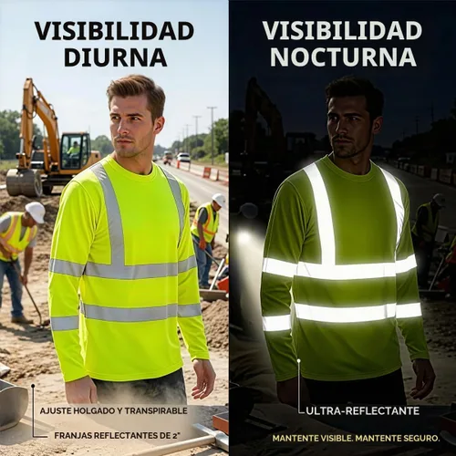 Vista 3 de La alta visibilidad reflexiva de las camisetas de la seguridad del logotipo de encargo Hola Vis de Verde neón - Estilo 8