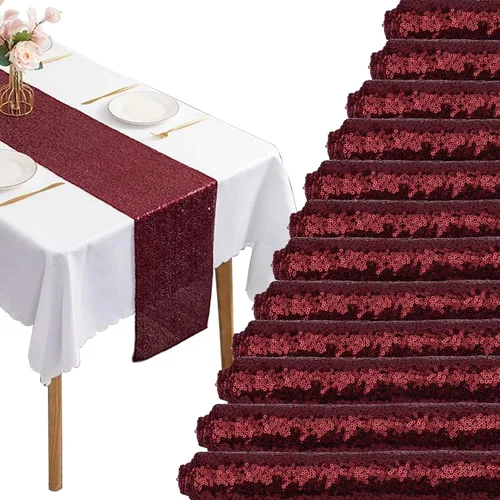 Vista 11 de 12 Paquetes de Caminos de Mesa con Lentejuelas Brillantes para Comedor para Cumpleaños, Bodas, Compromisos, Nupciales, Baby Shower, Despedida