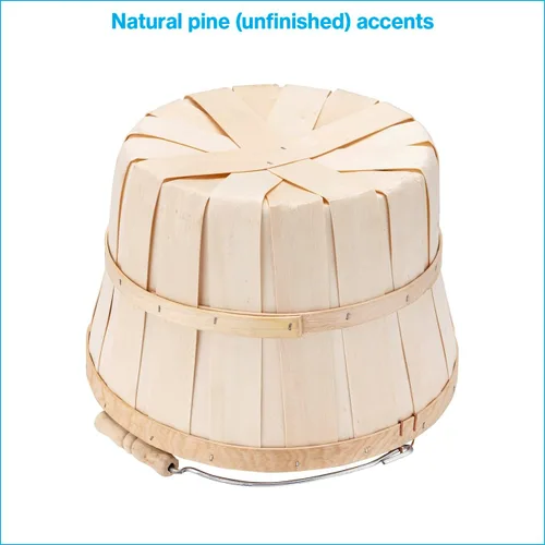 Vista 2 de SSWBasics Juego de 3 cestas de madera de pino natural sin terminar con mango y manzana, canastas duraderas para exhibición de productos, ideal