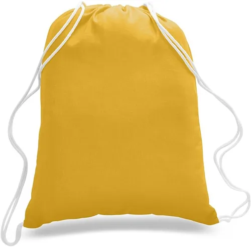 Vista 8 de ToteBagFactory Paquete de 6 mochilas de lona de algodón con cordón: blanco, liso, tela reutilizable, 14 pulgadas de ancho x 18 pulgadas de alto