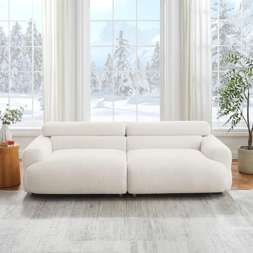 Vista 7 de VANOMi Sofá Loveseat Boucle Cloud de 89", Cómodo Sofá Boucle Tapizado de Asiento Profundo, Sofá Moderno de Mediados de Siglo para Sala de Estar Curry