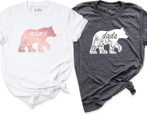 Vista 5 de Camisa de silueta floral de mamá oso, camisa de papá oso, camisa de regalo del día de la madre, camisetas de oso familiar, camisa de mamá oso