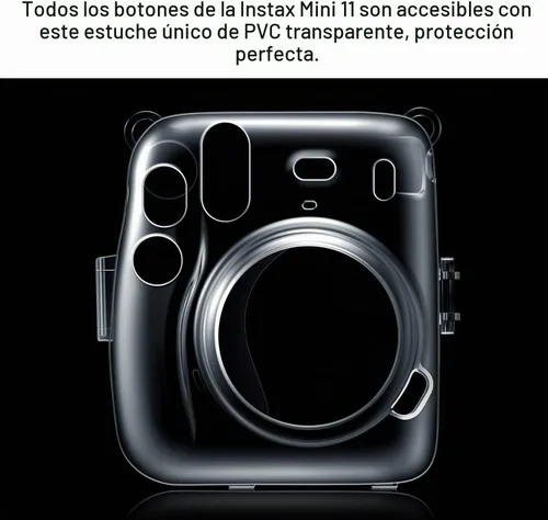 Vista 8 de FINTIE - Funda transparente para cámara de película instantánea Fujifilm Instax Mini 11 Crystal Hard Shell Cover, Back Films Pocket, Adjustable