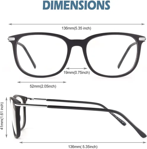 Vista 6 de Happy Store CN79 - Gafas de ojo de lente transparente con borde de cuerno de metal de alta moda