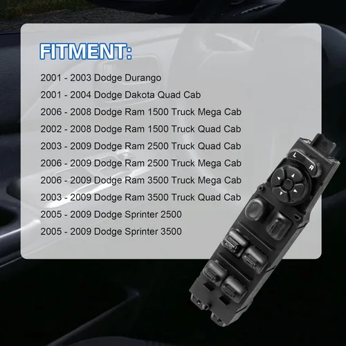 Vista 2 de 56049805AB Interruptor maestro de ventana eléctrica para Dodge Ram 02-10 1500 2500 3500