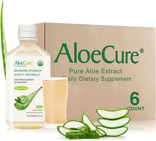 Vista 13 de AloeCure Jugo de aloe vera orgánico USDA hecho dentro de las 12 horas de la cosecha - Jugo puro de aloe natural, suplemento digestivo para apoyar