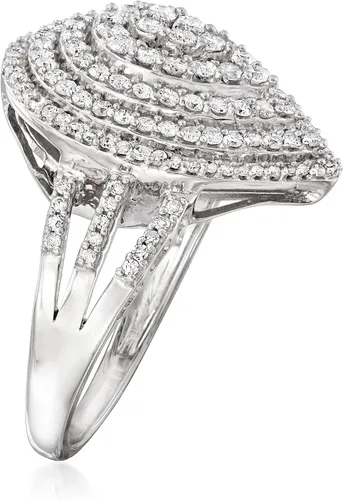 Vista 3 de Ross-Simons 100 ct tw Diamond Pear-Shaped Ring in Sterling Silver