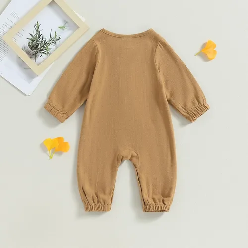 Vista 2 de Mameluco unisex de manga corta para bebé recién nacido, con botones, de una pieza, ropa de color sólido