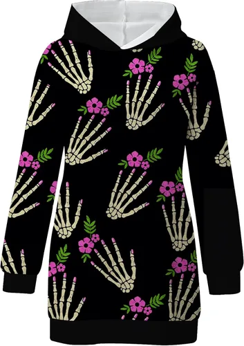 Vista 3 de Disfraces de Halloween para mujer, vestido con capucha para otoño e invierno, estampado 2022