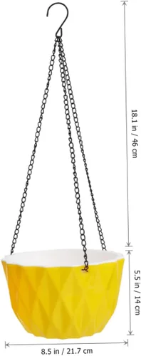 Vista 2 de Yardwe Maceta colgante para exteriores, maceta de riego automático amarilla, cuenco de plástico a prueba de óxido, cadena triangular estable