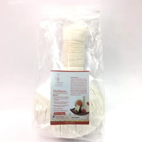 Vista 2 de Bola de masaje de hierbas tailandesas premium, bola de compresión de aroma, 100% hierba natural para spa, 7.05 oz (7.05 oz.)