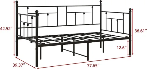 Vista 2 de Base de cama tamaño individual, base de colchón, soporte de listones de metal, muebles de plataforma, no necesita somier, gran almacenamiento debajo