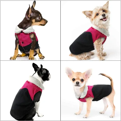 Vista 2 de Abrigo cálido de invierno para perro, de algodón, para mascotas, cachorros, chihuahuas, chaleco de ropa para perros pequeños, medianos, grandes