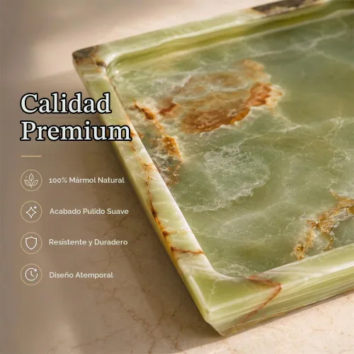 Vista 5 de Radicaln Bandeja rectangular de mármol para encimera de baño, bandeja de Onyx Verde