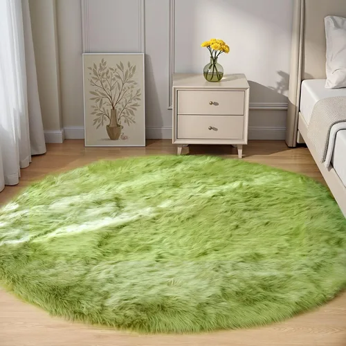 Vista 15 de Goolela Alfombra esponjosa de piel sintética para dormitorio, color marrón claro beige, 2 x 3 pies, alfombra de piel de oveja peluda y difusa