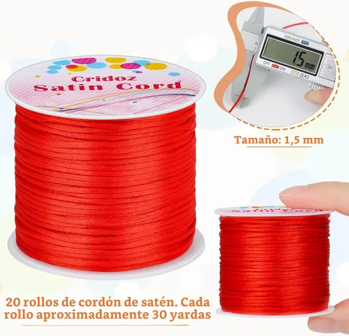 Vista 3 de Cridoz 12 rollos de cuerda de nailon para pulseras, cordón de seda de cola de rata satinado, cuerda sedosa para cuentas para Kumihimo, pulseras