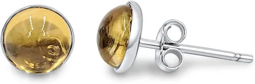 Vista 65 de Pendientes naturales de 0.236 in con chapado en oro blanco sobre plata de ley, bisel cabujón de piedras preciosas regalo de joyería para ella