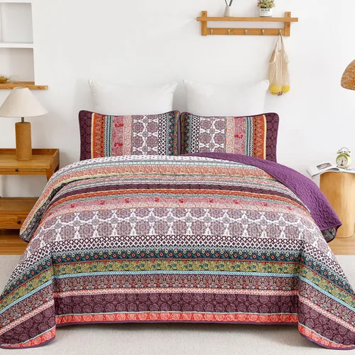 Vista 9 de WONGS BEDDING Juego de Edredón Boho Tamaño Full, Juego de Edredones Bohemios Grises de 3 Piezas, Juego de Ropa de Cama Cubrecama de Microfibra Negro