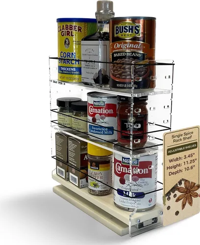 Vista 14 de Vertical Spice - Organizador de especias deslizante grande extraíble - 2 cajones individuales de 1 nivel - Soporte de condimentos con ruedas de alta