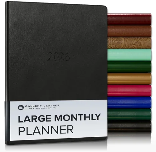 Vista 98 de Gallery Leather Agenda mensual grande 2026-2027 Acadia Navy Acadia Marina
