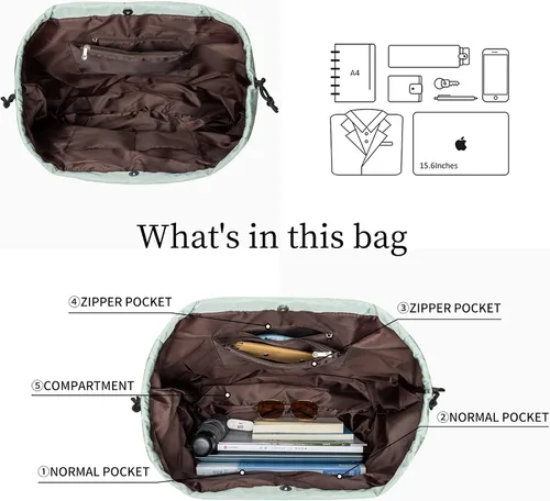 Vista 7 de ecosmile Bolsa de gimnasio con cordón y cordón para mujer bolsa de gimnasio impermeable para gimnasio