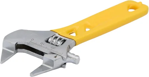 Vista 8 de Llave ajustable de mandíbula extra delgada de 4 pulgadas, plateada, acero de alto contenido de carbono