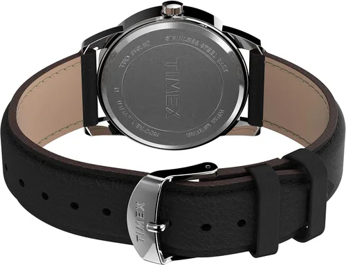 Vista 4 de Timex Easy Reader Reloj con correa de cuero de 1.496pulgadas, Negrotono plateado