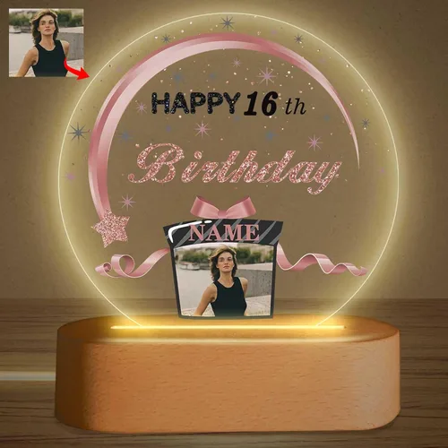 Vista 11 de Regalos de cumpleaños personalizados, lámpara de luz nocturna LED acrílica, placa de bola de cristal, nombre de foto personalizado, regalos