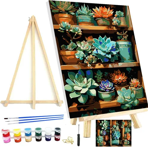 Vista 23 de Meothan Kits de pintura por números para adultos enmarcados, pintura de otoño por números para adultos principiantes, kits de pintura de calabaza