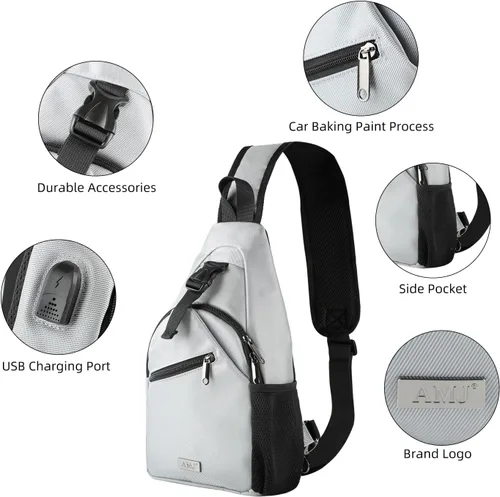 Vista 9 de AMJ Bolso bandolera para hombres y mujeres, mochila de hombro casual, mochila de pecho para senderismo y viajes
