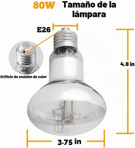 Vista 5 de UVA UVB Lámpara solar de alta intensidad autobalastizada lámpara de calor para reptiles y anfibios (80W)