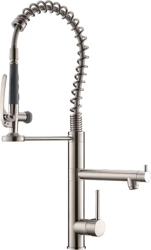 Vista 9 de AIMADI - Grifo de cocina en cascada con rociador extraíble, modernos grifos de fregadero de cocina de una sola manija y un solo orificio de acero
