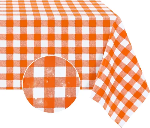 Vista 11 de Romanstile Mantel rectangular de vinilo, 100% impermeable, mantel de plástico a cuadros de búfalo, resistente y lavable para exteriores, campamento