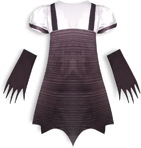 Vista 3 de Quenny Disfraces de vampiro de terror para niñas, vestidos de Agatha con estampado de engaño oscuro
