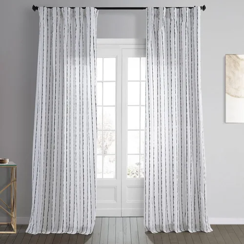 Vista 11 de HPD Half Price Drapes Cortinas abstractas con estampado a rayas de 108 pulgadas de largo, cortinas de algodón de lujo (1 panel), cortinas
