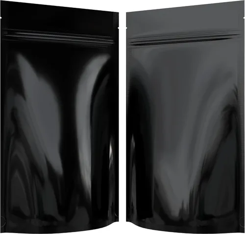 Vista 22 de Bolsas de barrera estilo Mylar – Cremallera con sellado térmico – 100 bolsas (negro brillante/transparente, 0.04 oz - 3 x 4.5 pulgadas)