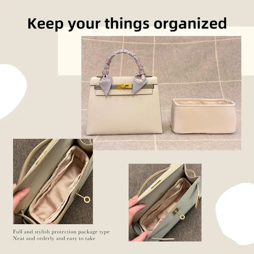 Vista 8 de DGAZ Organizador de bolsas, organizador de bolsos de seda, organizador de bolsos y organizador de bolsas Simplicity, se adapta a bolsas Kelly mini