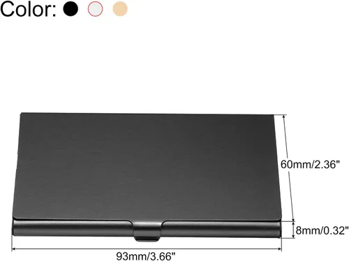 Vista 2 de PATIKIL Portatarjetas de visita, 3 piezas de aleación de aluminio, funda delgada para tarjetas de nombre para mujeres y hombres, dorado, plateado