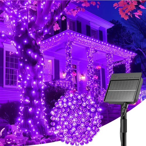 Vista 24 de Minetom Luces de Cadena Solares para Exteriores, 40 pies, 100 Luces LED de Cadena Alimentadas por Energía Solar con 8 Modos de Iluminación, Luces