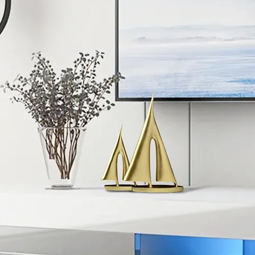Vista 6 de Escultura moderna para decoración del hogar, decoración de velero, estatua abstracta de esculturas y estatuas de arte de resina, regalos de barco