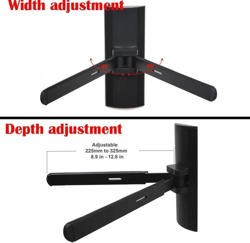 Vista 4 de VideoSecu Soporte de montaje en pared con estante AV ajustable para receptor de reproductor de DVD, caja de cable VCR DVR u otro componente