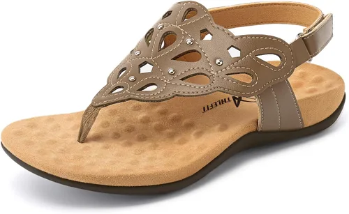 Vista 10 de Athlefit Sandalias ortopédicas para mujer, sandalias ortopédicas ajustables de verano con soporte de arco