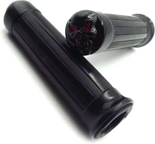 Vista 6 de MT080-25-BK Agarres de manubrio estilo calavera negra de 1 pulgada, compatibles con Harley XL 883 Hugger Sportster Cruiser